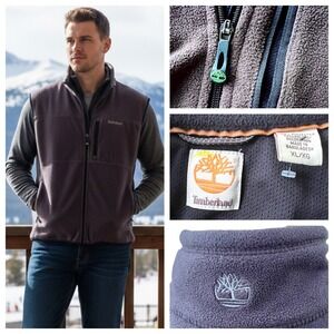 Timberland Mens XL Brown Fleece Vest Full Zip Lined Gorpcore Outdoor Performance